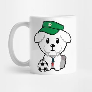 Funny furry dog is a soccer coach Mug